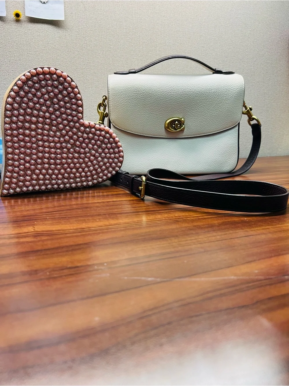Coach Classic Pebbled Leather Crossbody Bag in Cream